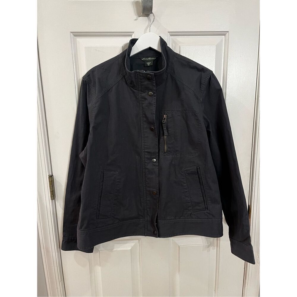 Eddie Bauer Dark Gray Canvas Funnel Neck Short Barn Jacket sz XXL